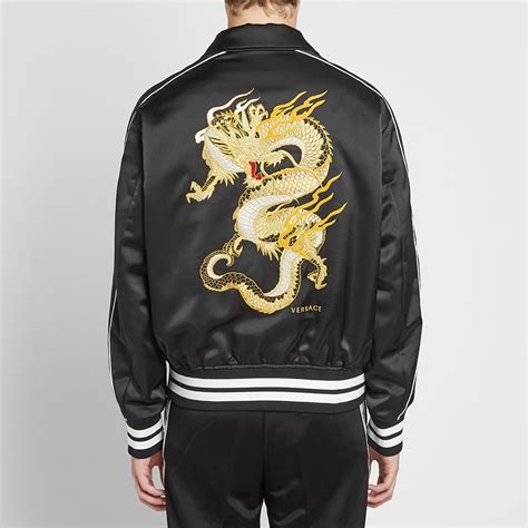 black versace coat|Versace varsity jacket.